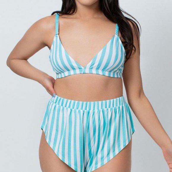 Kilo Brave Blue Pastel Stripe Bralette (XXL) - Picture 3 of 4